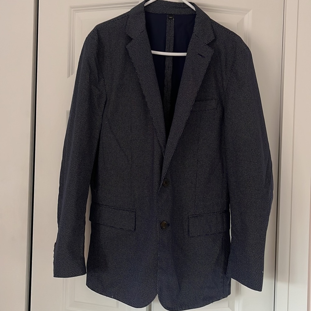 J Crew Crosby Men's Blazer Sport Coat 2 Button Cotton Sports Jacket 40R Polkadot